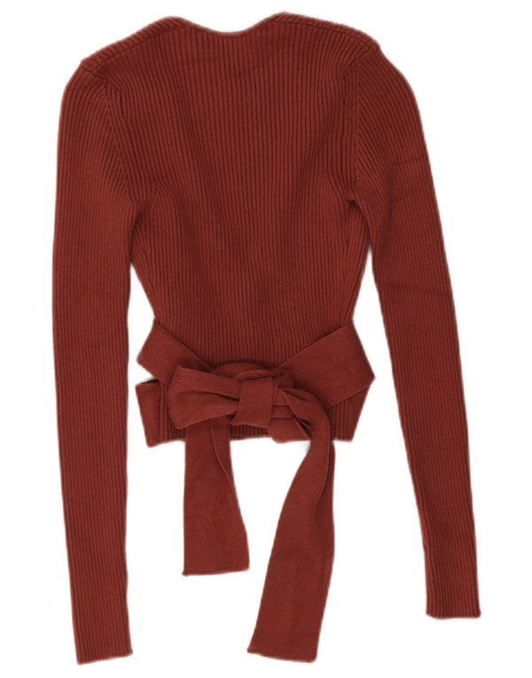 Top cardigan avvolgente a maniche lunghe da donna Zara UK 8 piccolo in viscosa marrone