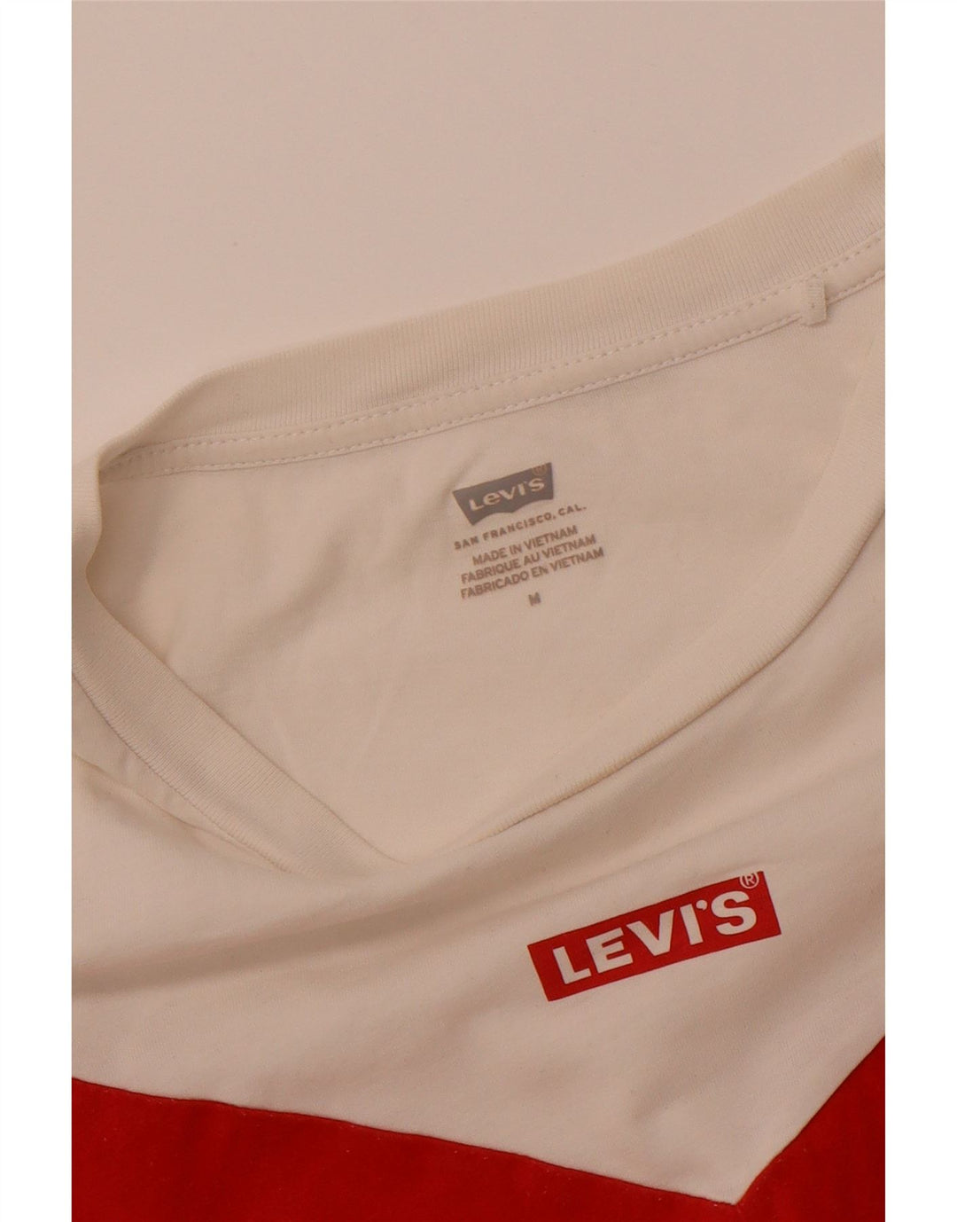 LEVI'S Womens Graphic T-Shirt Top UK 14 Medium Off White Striped