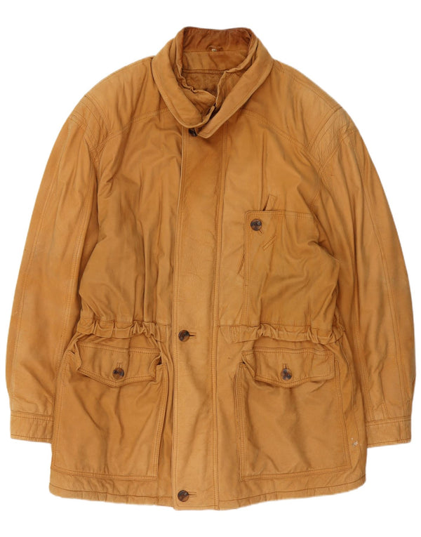 Giacca in pelle vintage da uomo IT 54 2XL Beige
