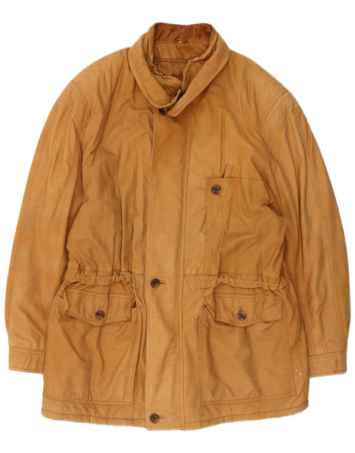 Giacca in pelle vintage da uomo IT 54 2XL Beige