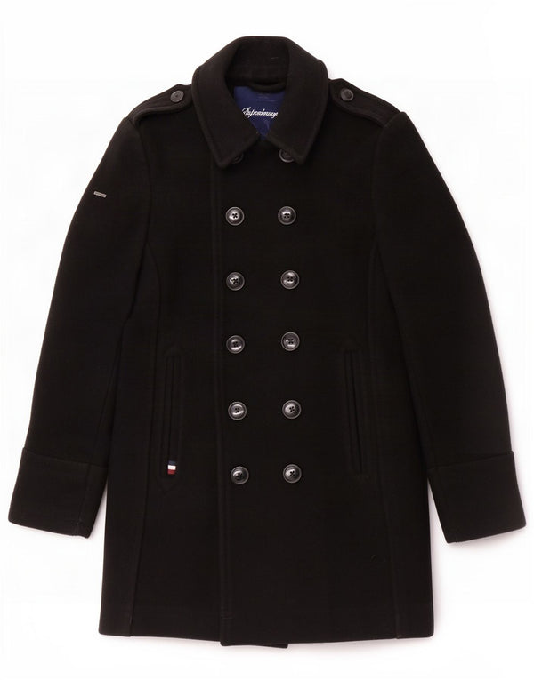 Cappotto doppiopetto militare da uomo Superdry UK 40 grande lana nera