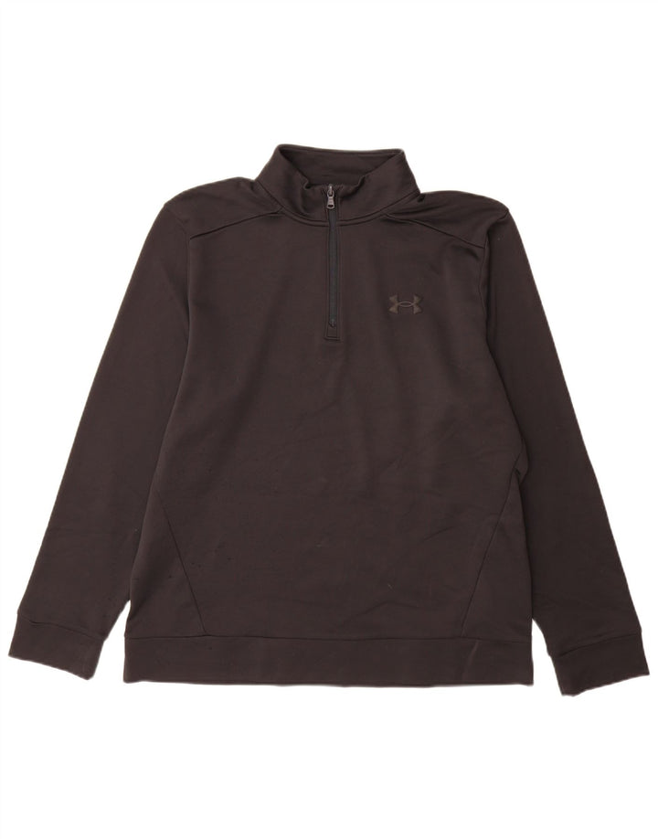 Felpa da uomo Under Armour con collo con zip, maglione medio nero in poliestere