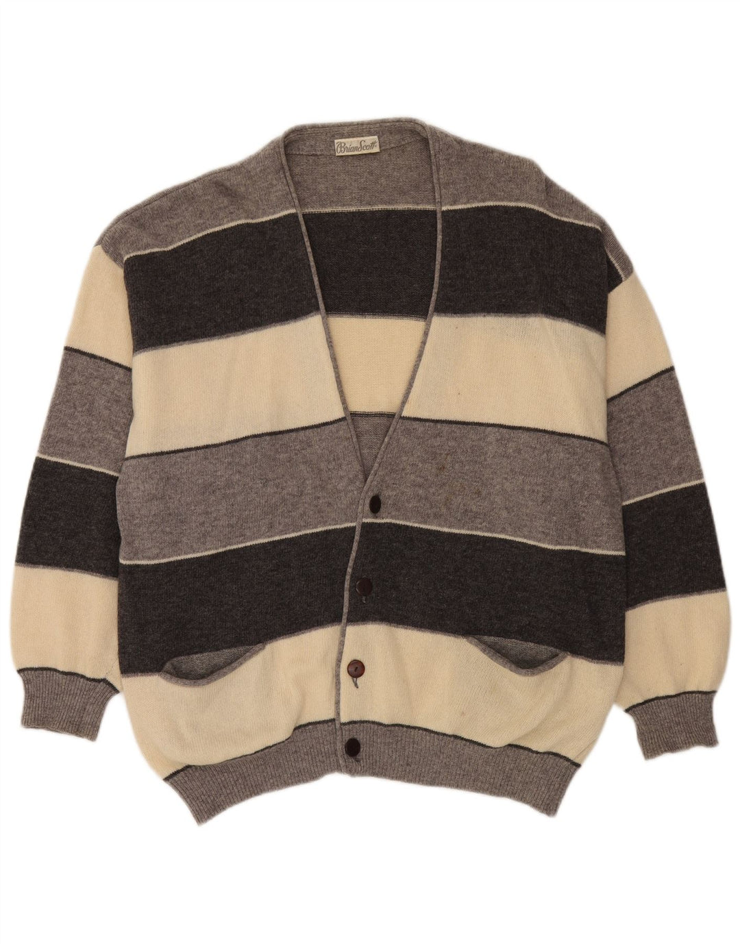 Maglione cardigan ampio da uomo Brian Scott IT 50 grigio medio a righe
