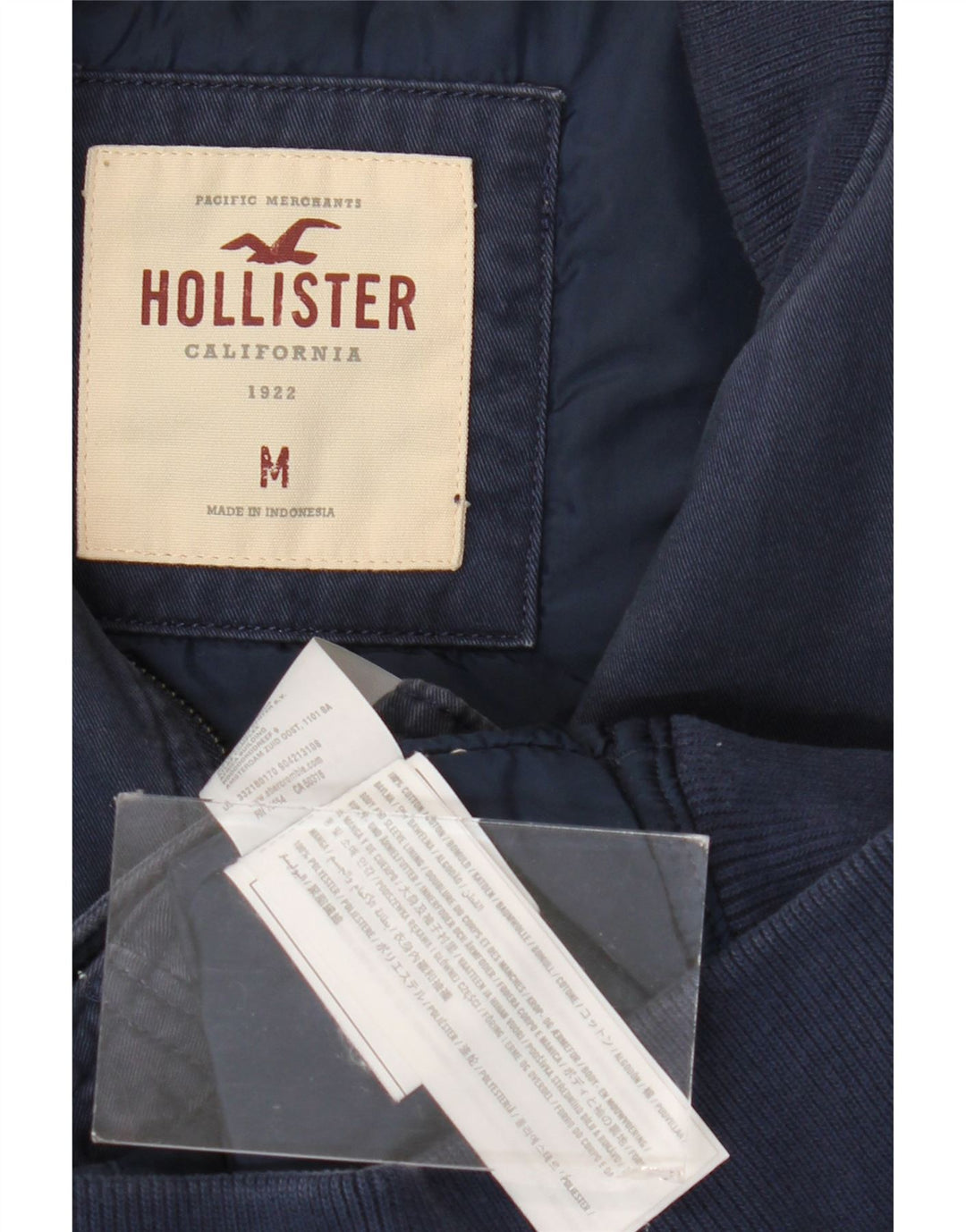 Giubbotto bomber da uomo Hollister UK 38 cotone medio blu navy
