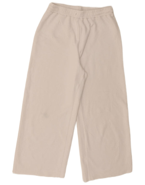 Zara Womens Wide Leg Tracksuit Trousers UK 12 Medium White Cotton