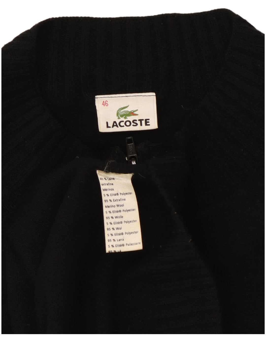Maglione cardigan da donna Lacoste taglia 46 XL lana nera