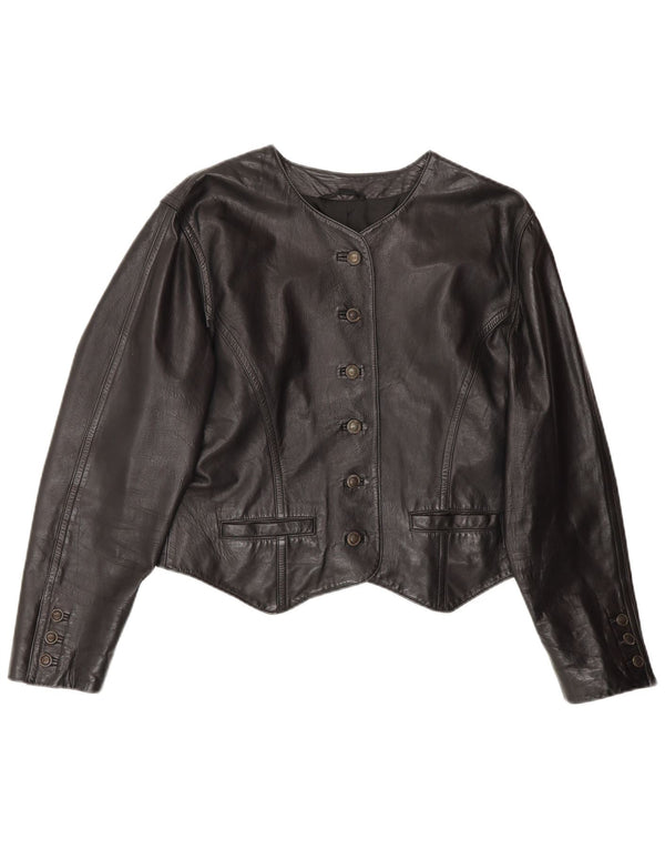 Giacca in pelle corta da donna BOGNER UK 14 media nera