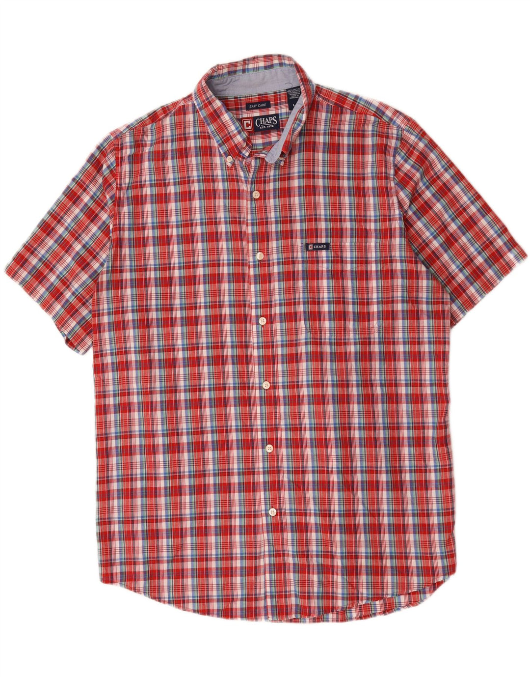Camicia a maniche corte da uomo Chaps grande in cotone scozzese rosso