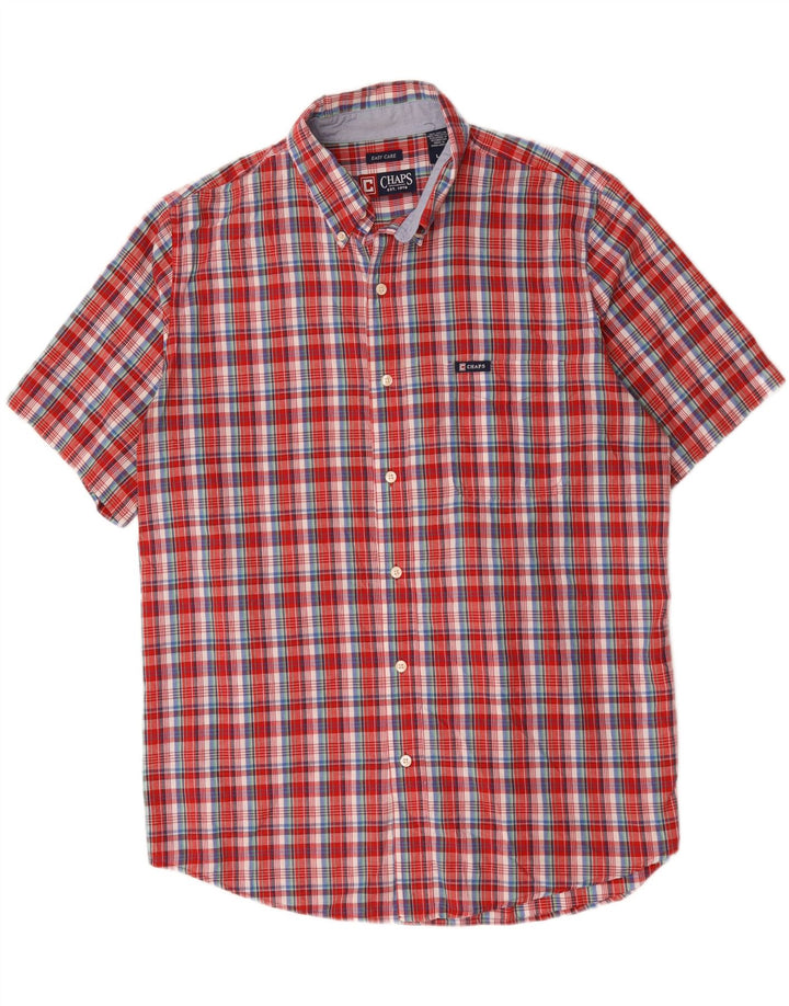 Camicia a maniche corte da uomo Chaps grande in cotone scozzese rosso