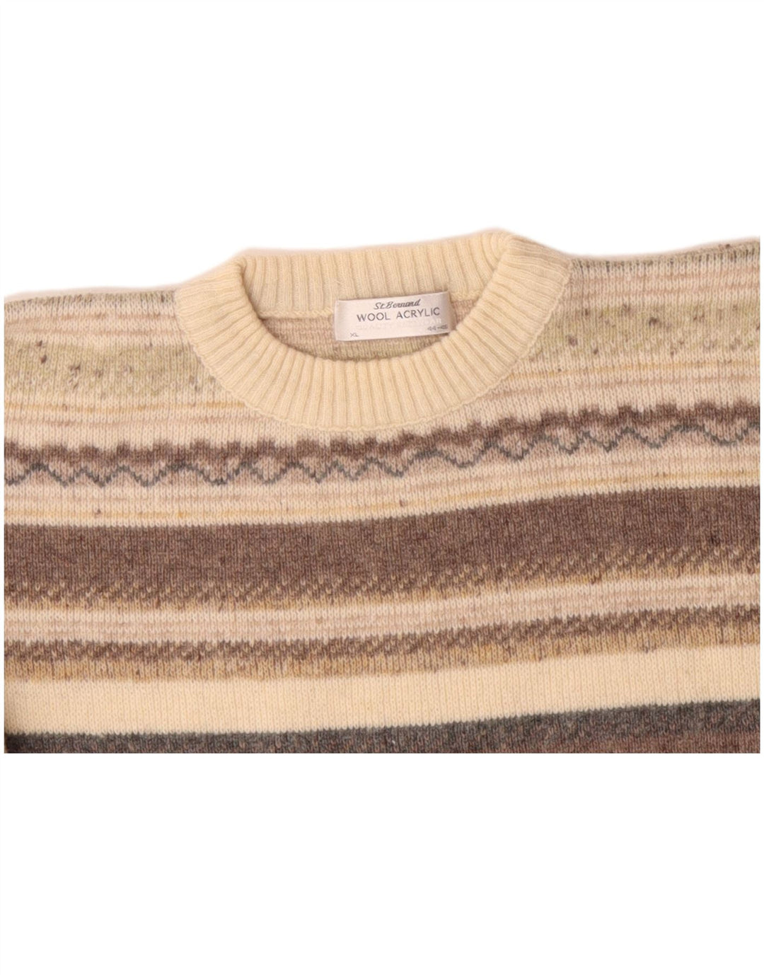 ST. BERNARD Maglione girocollo da uomo taglia 44/46 XL Beige Fair Isle