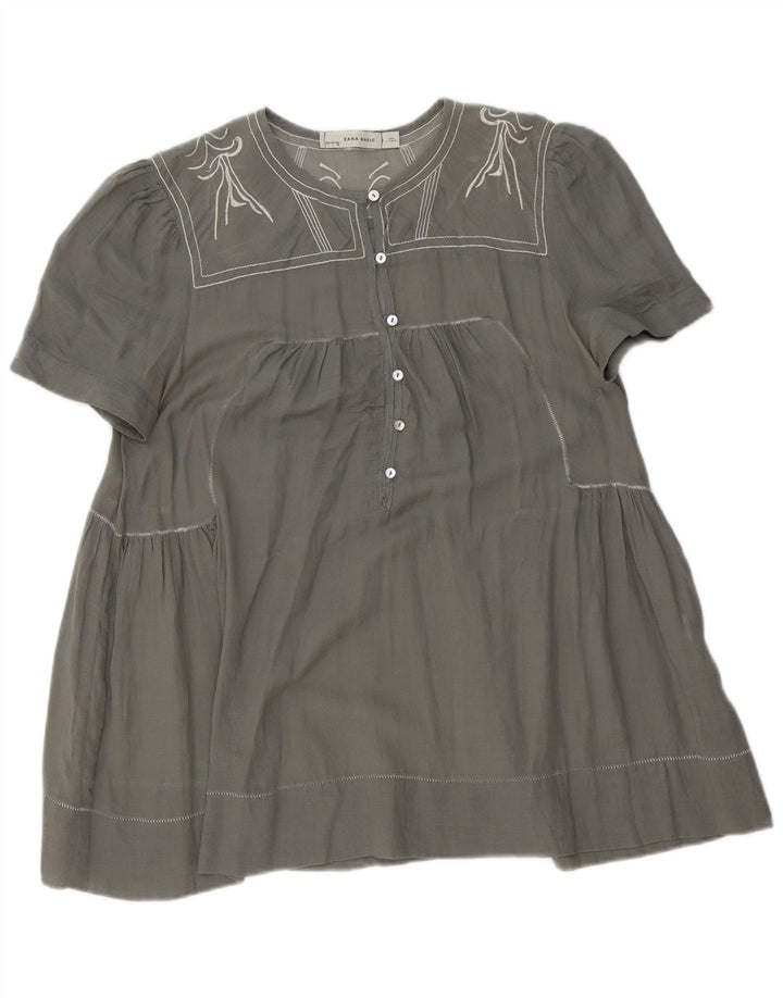 Top tunica da donna Zara UK 16 grande grigio