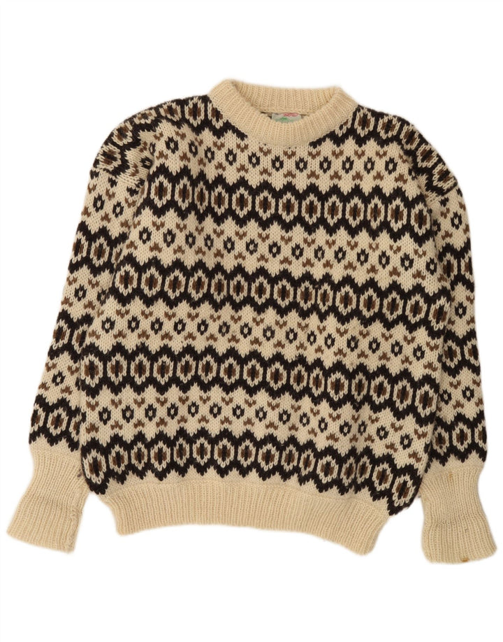 Maglione maglione girocollo da uomo Stobi 2XL lana geometrica bianco sporco