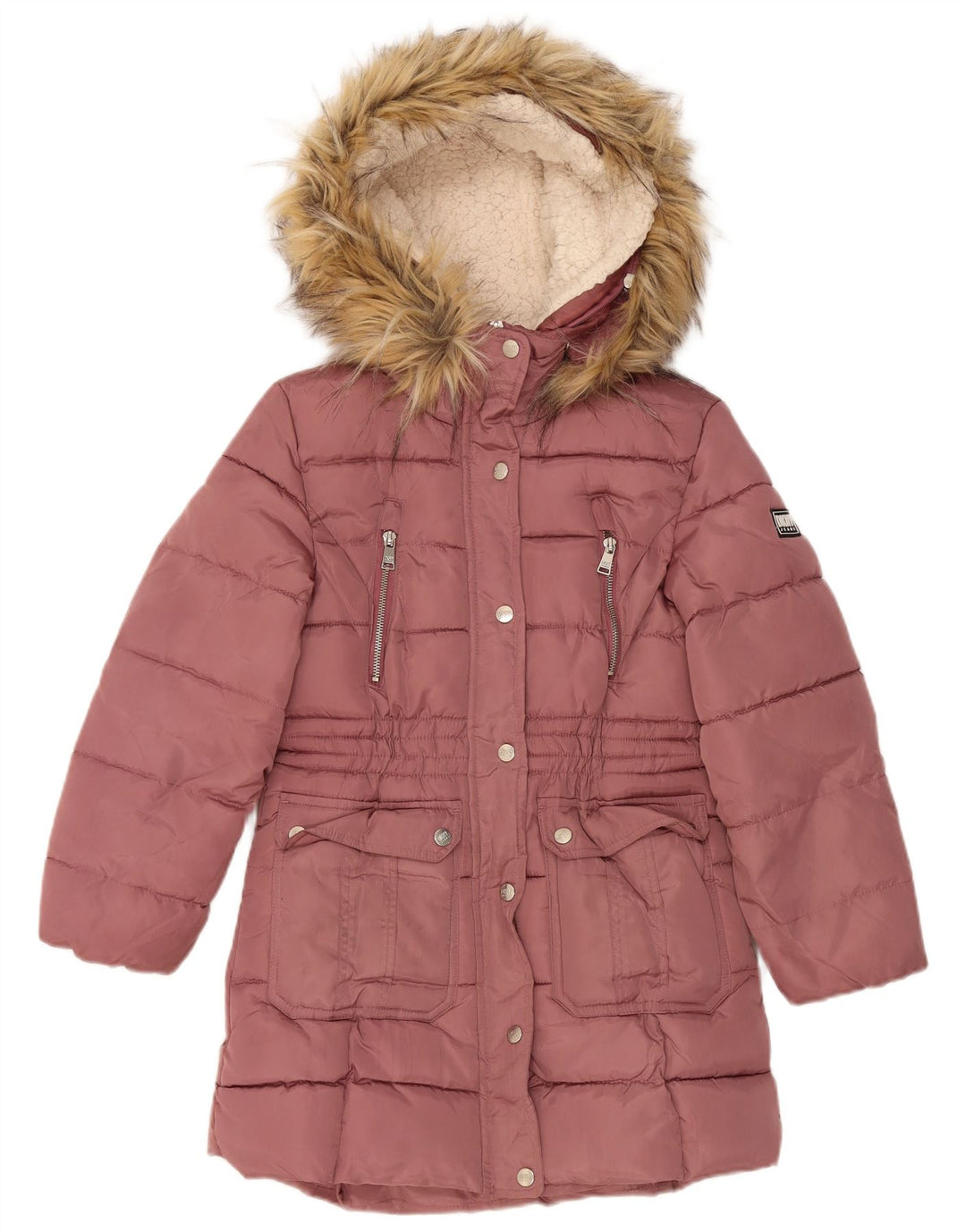 Cappotto imbottito con cappuccio per ragazze Dkny 10-11 anni in poliestere rosa medio