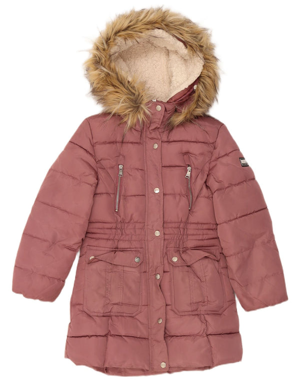 Cappotto imbottito con cappuccio per ragazze Dkny 10-11 anni in poliestere rosa medio