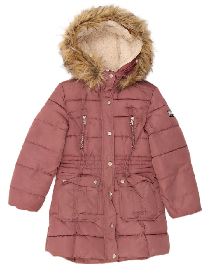 Cappotto imbottito con cappuccio per ragazze Dkny 10-11 anni in poliestere rosa medio