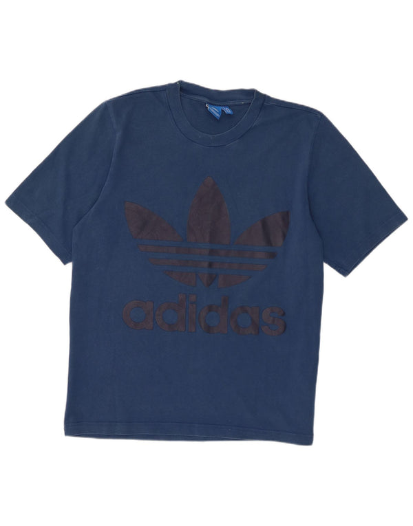 T-shirt grafica da uomo Adidas Top in cotone blu navy medio