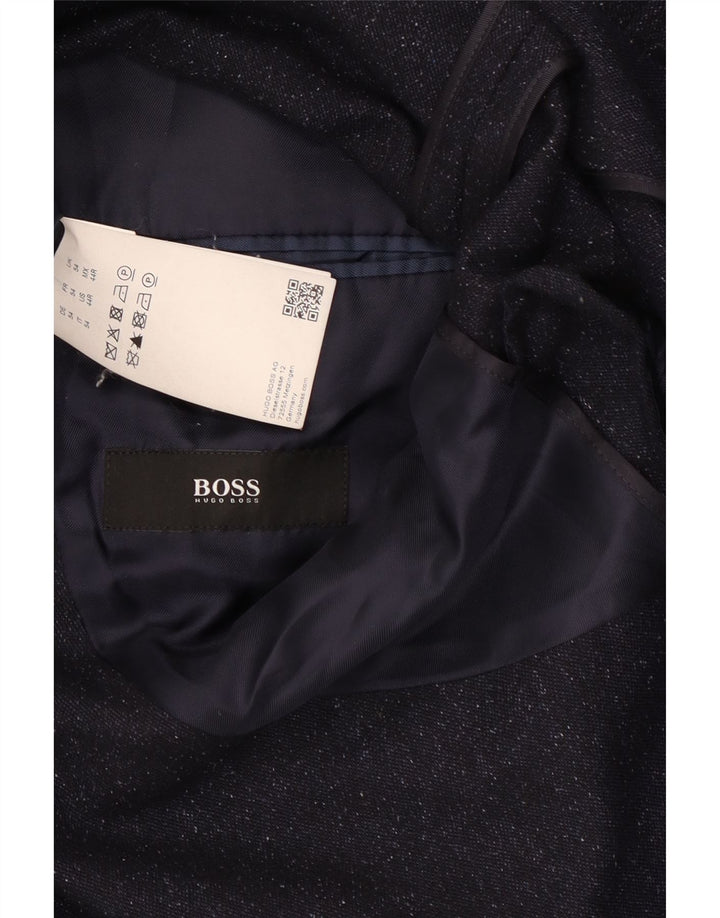 Giacca blazer da uomo a 2 bottoni HUGO BOSS EU 54 2XL Lana screziata blu navy