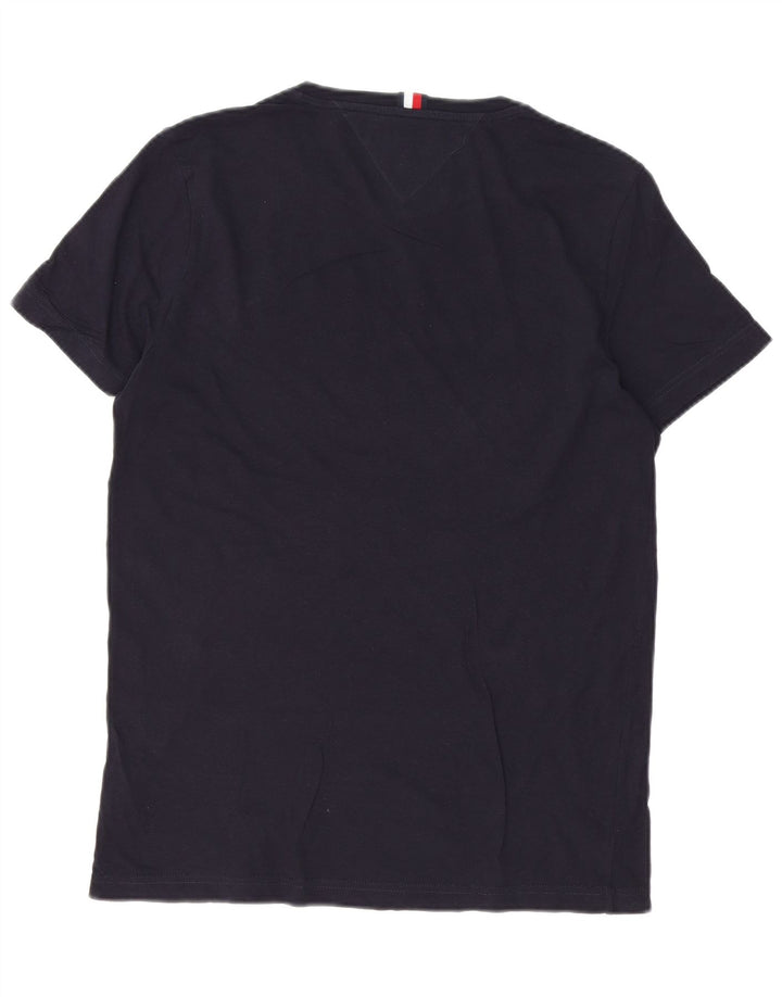 TOMMY HILFIGER Mens Graphic T-Shirt Top Medium Navy Blue Cotton