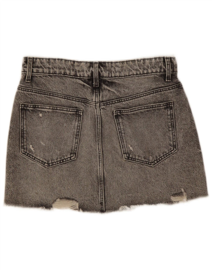 Gonna in denim invecchiato Zara da donna piccola W26 grigia