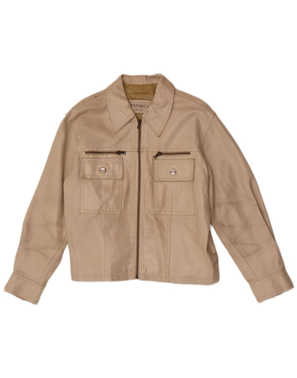 Giacca In Pelle Donna Pinko IT 42 Beige Medio