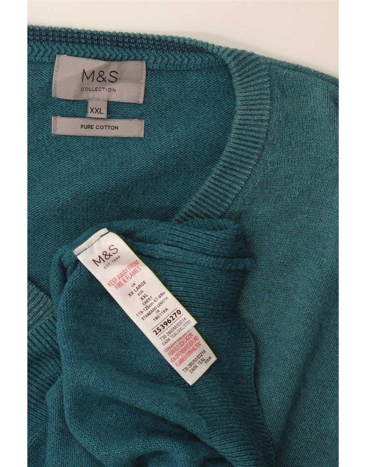 Maglione maglione con scollo a V da uomo Marks & Spencer 2XL cotone blu