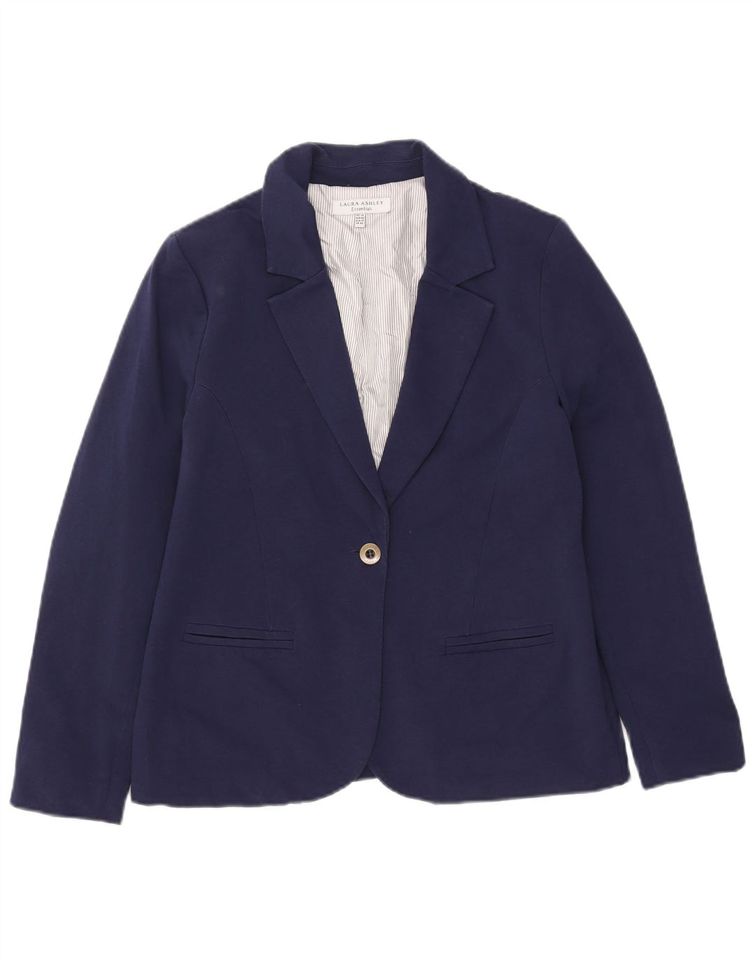 Giacca blazer a 1 bottone da donna Laura Ashley UK 14 grande cotone blu navy