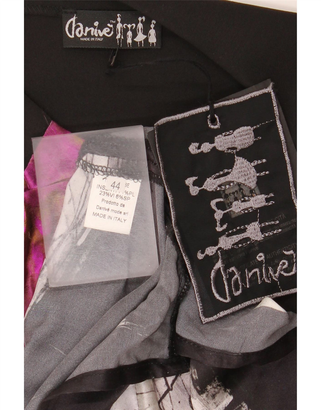 Abito lungo da donna vintage con motivo astratto IT 44 medio multicolore