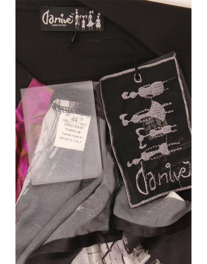 Abito lungo da donna vintage con motivo astratto IT 44 medio multicolore