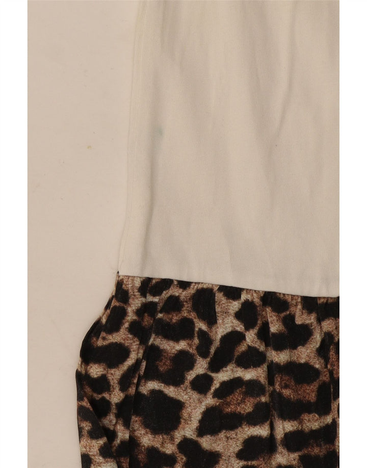 Top Blusa Da Donna Zara UK 12 Stampa Animalier Bianca Media