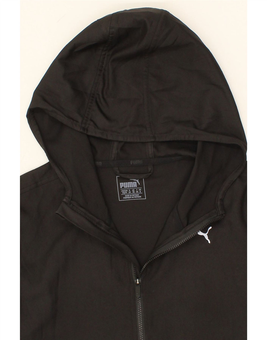 PUMA Womens Zip Hoodie Sweater UK 8 Small Black Vintage Puma and Second-Hand Puma from Messina Hembry 