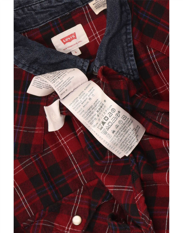 Levi's Camicia in flanella da uomo in cotone a quadri rossi grandi