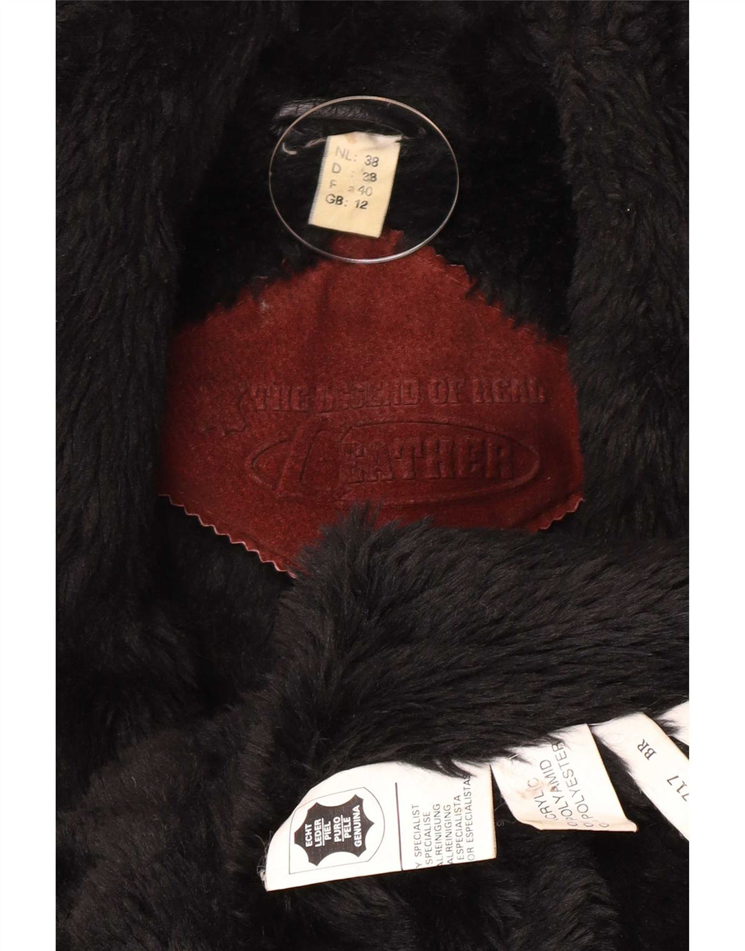 Cappotto in shearling vintage da donna, vestibilità ampia, UK 12, color block marrone medio