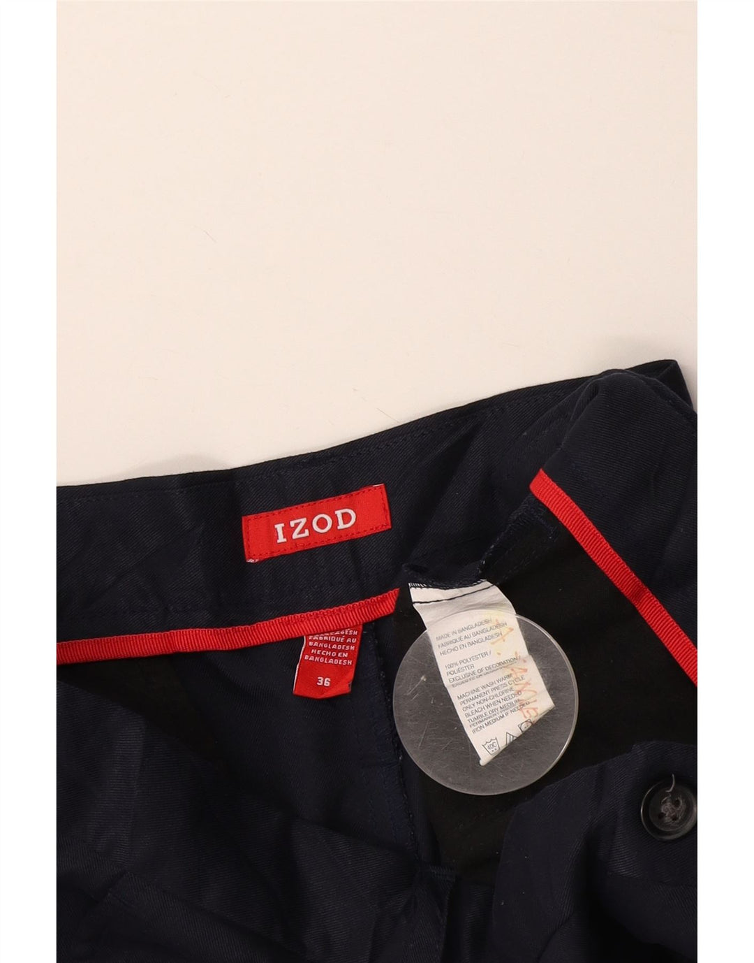 Pantaloncini chino da uomo Izod W36 Large blu navy in poliestere