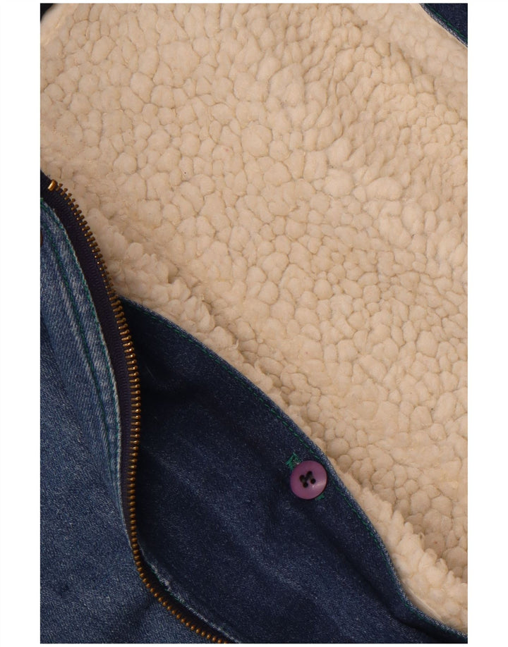 Giacca vintage in denim Sherpa da donna UK 14 grande blu