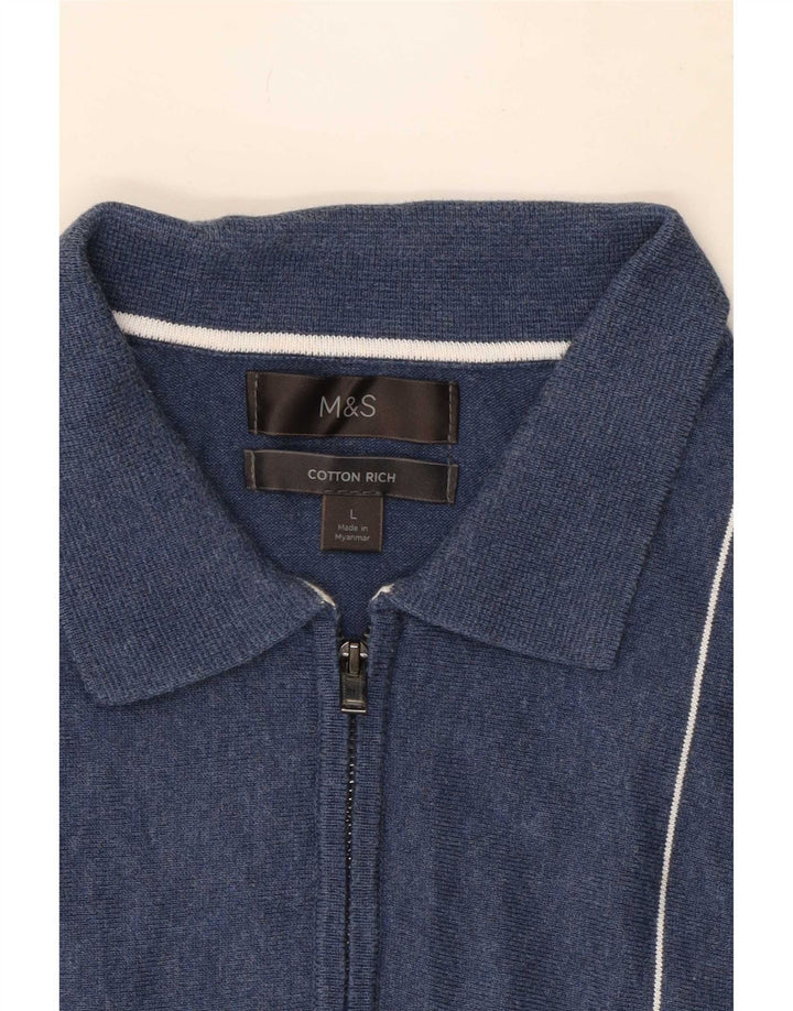 Marks & Spencer Maglione da uomo con collo alto a righe grandi blu