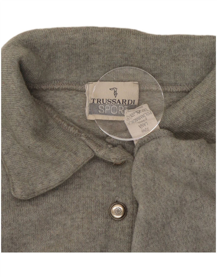 Maglia TRUSSARDI Donna Oversize con Collo a Polo IT 44 Lana Grigio Medio