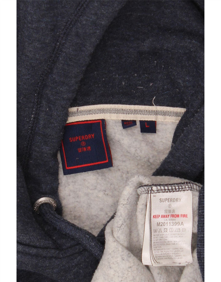 Maglione con cappuccio da uomo Superdry Large in cotone screziato blu navy