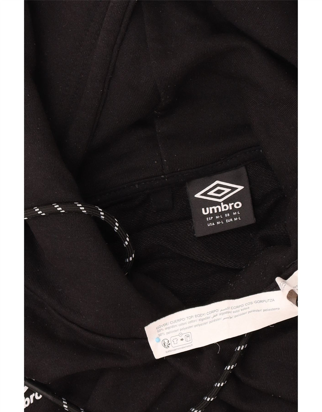 Felpa con cappuccio da uomo Umbro in cotone nero medio