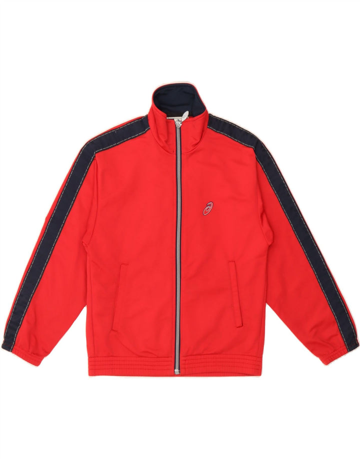 ASICS Boys Tracksuit Top Jacket 9-10 Years Large Red Colourblock Polyester Vintage Asics and Second-Hand Asics from Messina Hembry 