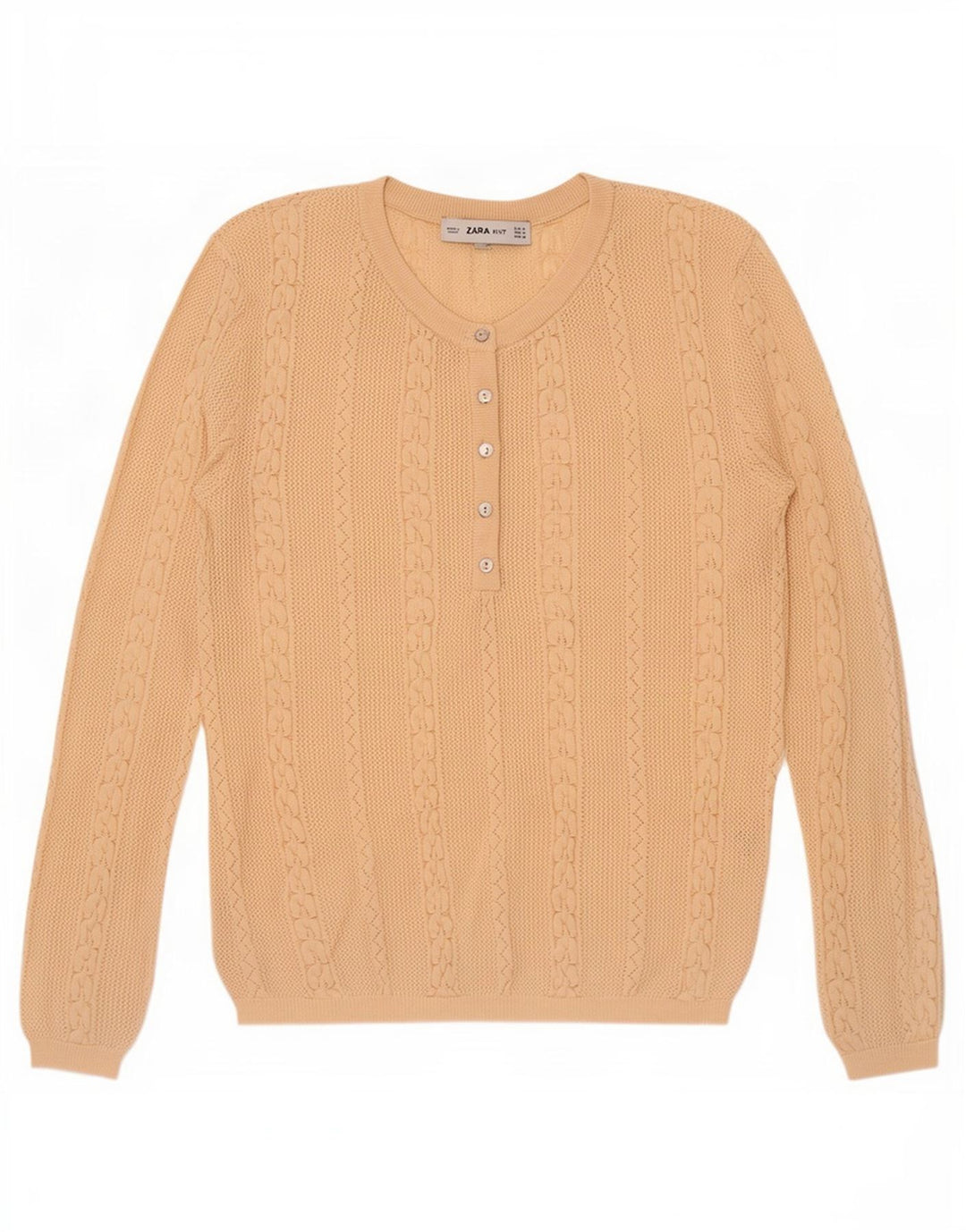 Maglione Zara da donna con collo a bottoni, UK 12, beige medio