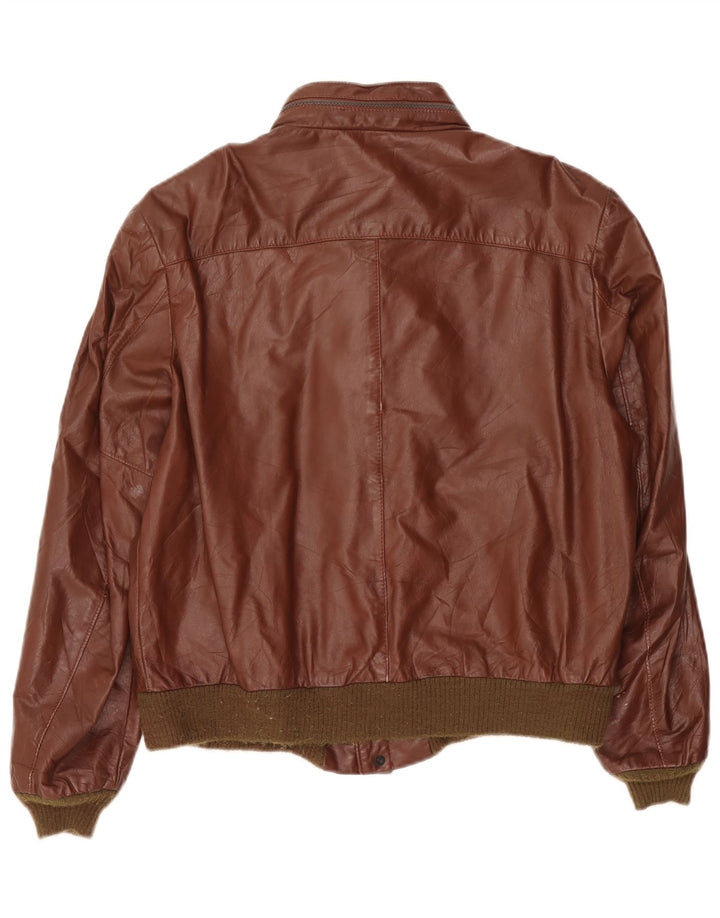 Giacca in pelle con cappuccio da uomo Cooper UK 42 XL in pelle marrone