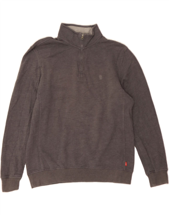 IZOD Mens Zip Neck Sweatshirt Jumper Medium Grey Cotton Vintage Izod and Second-Hand Izod from Messina Hembry 