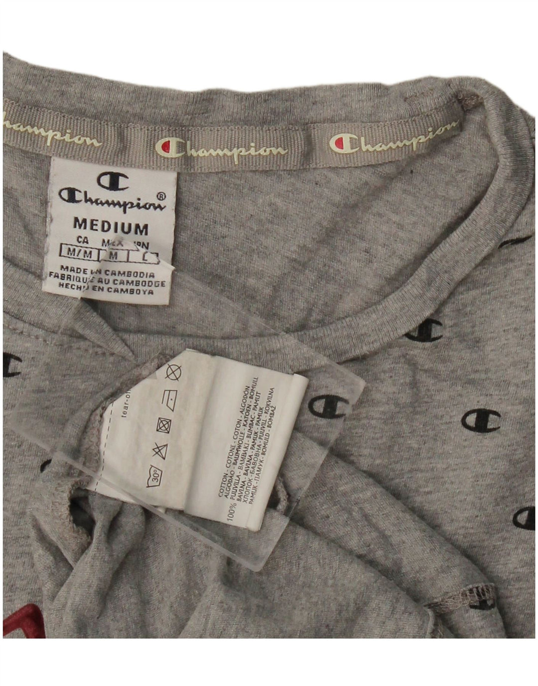 T-shirt grafica da donna CHAMPION Top UK 12 Cotone grigio medio