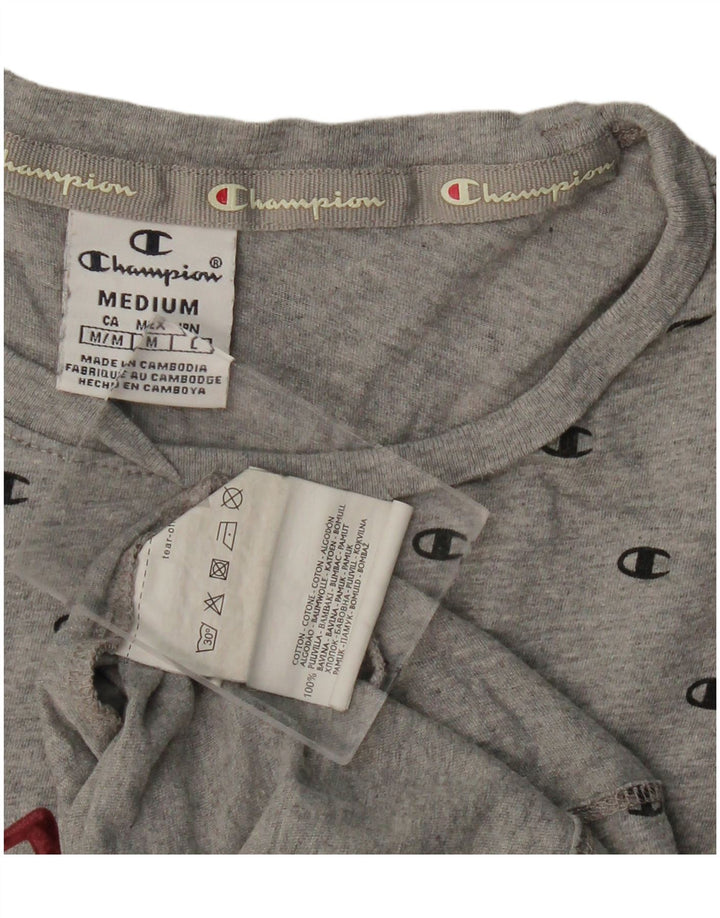 T-shirt grafica da donna CHAMPION Top UK 12 Cotone grigio medio