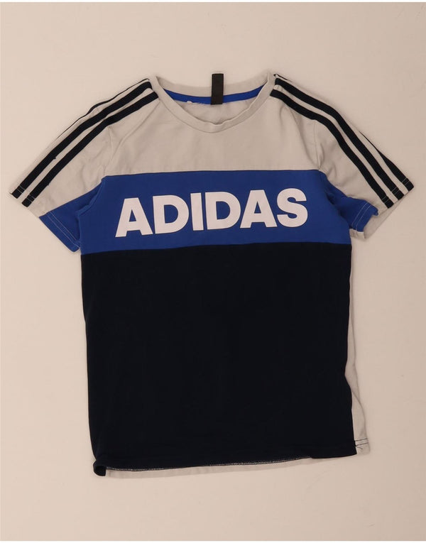 T-shirt grafica da ragazzo Adidas Top 9-10 anni in cotone color block bianco