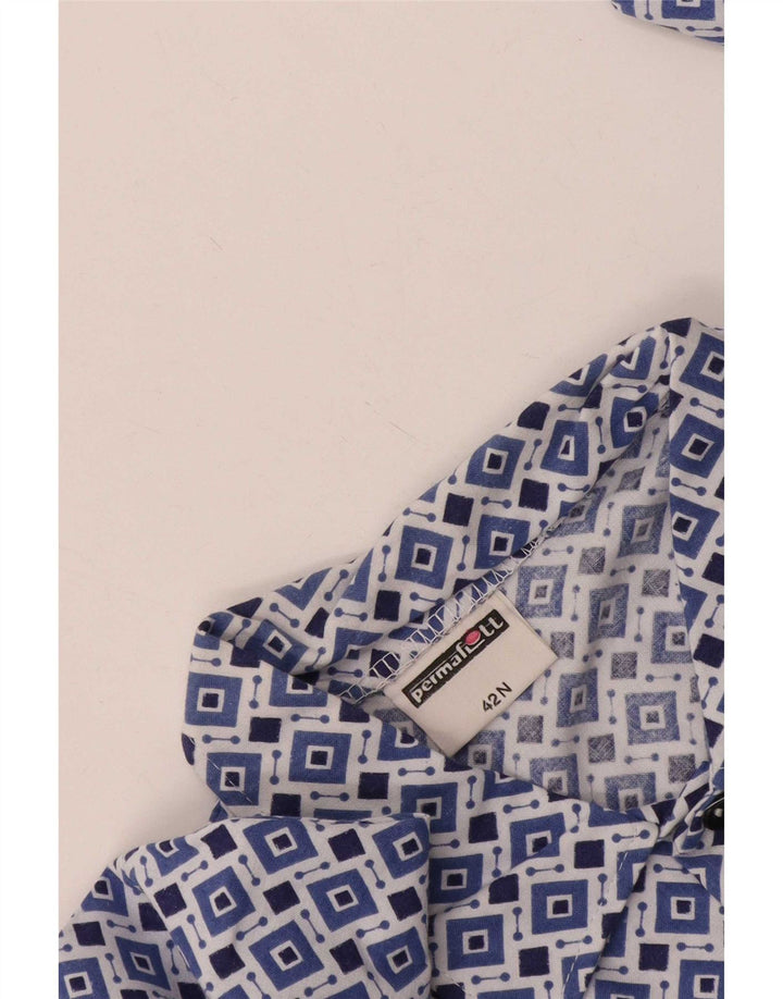 Camicia da uomo vintage taglia 42 grande blu geometrica