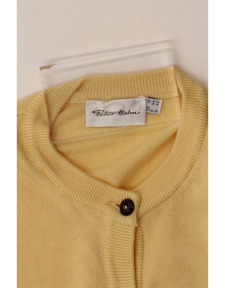Maglione cardigan da donna Peter Hahn UK 16 grande giallo