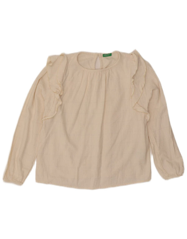 Camicetta per ragazze Benetton con volant sul davanti 11-12 anni 2XL a quadri bianco sporco