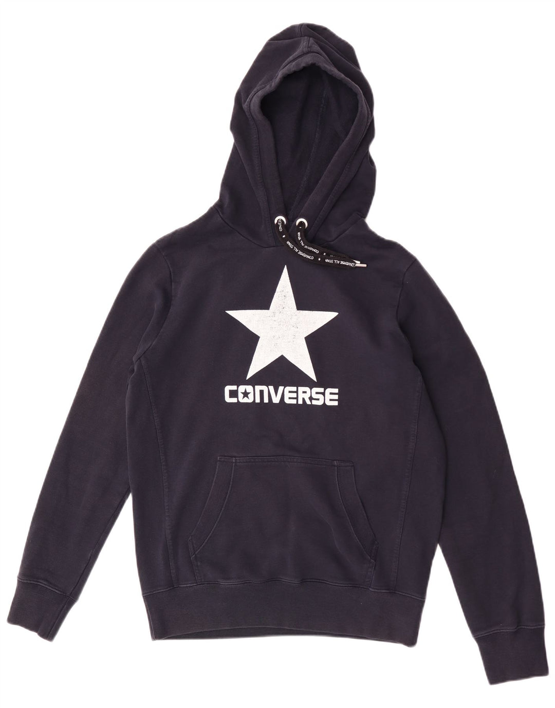 Felpa con cappuccio grafica da uomo Converse, cotone medio blu navy