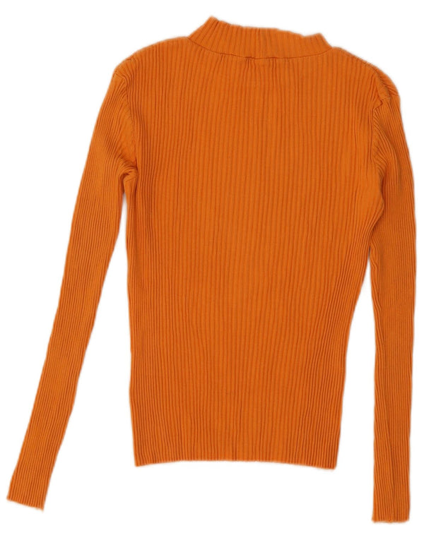 Top corto da donna Zara manica lunga UK 12 arancione medio